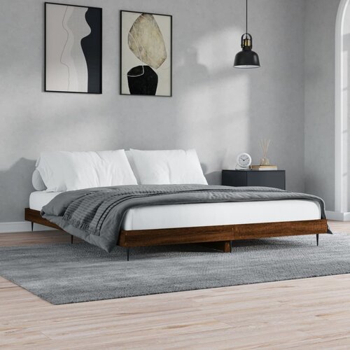 VidaXL Okvir za krevet smeđi hrast 200 x 200 cm konstruirano drvo Slike