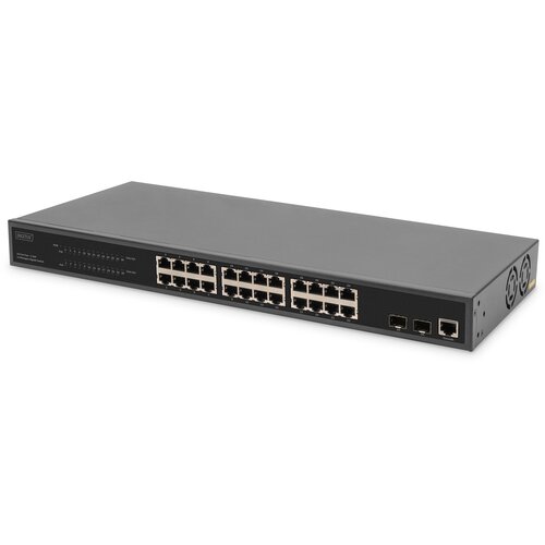 Digitus 24-Port Gigabit PoE Networkswitch,19 Zoll, L2 managed,2 Uplink Ports, SFP, 430 W, af /at Cene