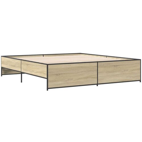 vidaXL Posteljni okvir sonoma hrast 180x200 cm inž. les in kovina, (21128902) Cene