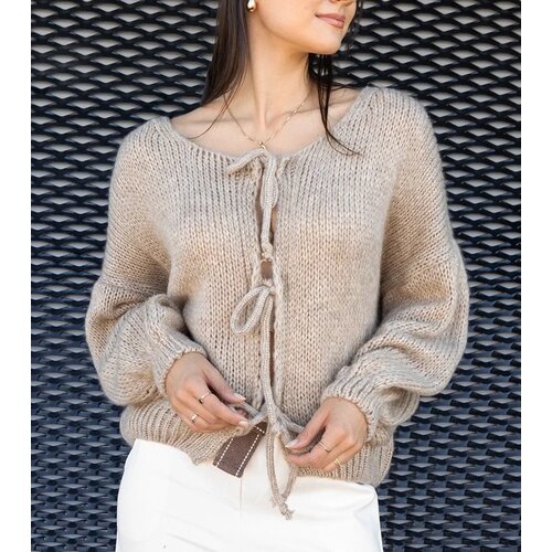  Beige tie-front sweater Sumaia Slike