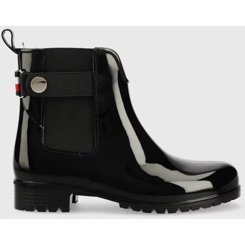 Tommy Hilfiger Gumene čizme Ankle Rainboot With Metal Detail za žene, boja: crna