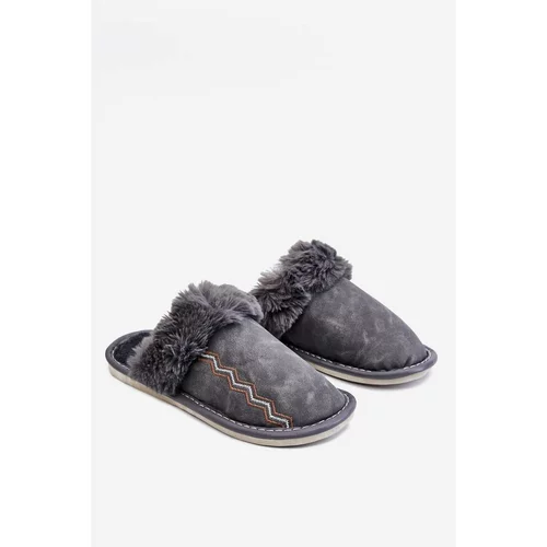 Kesi Men's Warm Slippers With Fur Grey Aron