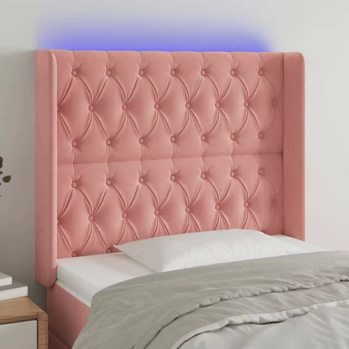  posteljno vzglavje roza 103x16x118/128 cm žamet, (20793883)