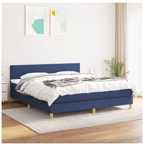  Box spring postelja z vzmetnico modra 160x200 cm blago Cene
