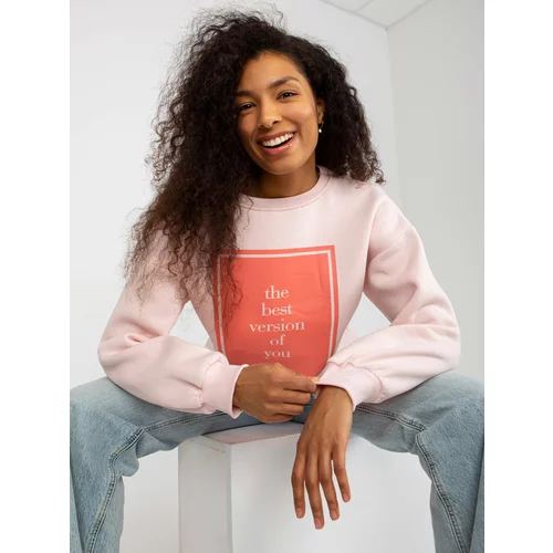 Fashion Hunters Light pink oversized sweatshirt with printed design