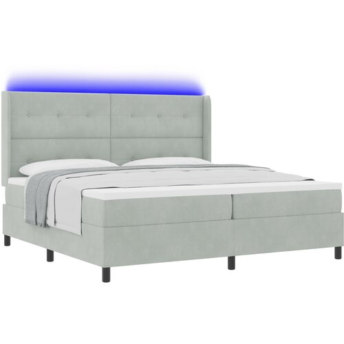 vidaXL Krevet s čvrstom podlogom i madracem & LED svjetlom svjetlosiva 200x200 cm baršun Cijene