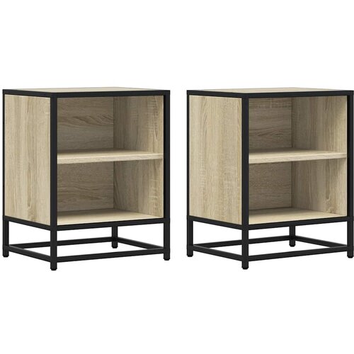 Maison Chic Dvo delni komplet Nočne omarice - Nočne mize sonoma hrast 40x31x50 cm inž. les/kovina, (21687214) Slike
