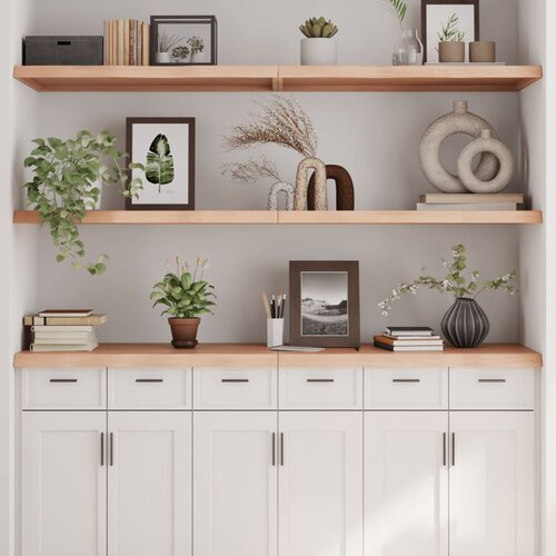 The Living Store Stenska polica 180x60x(2-4) cm neobdelana trdna hrastovina - Stenska Polica, (21437938) Slike
