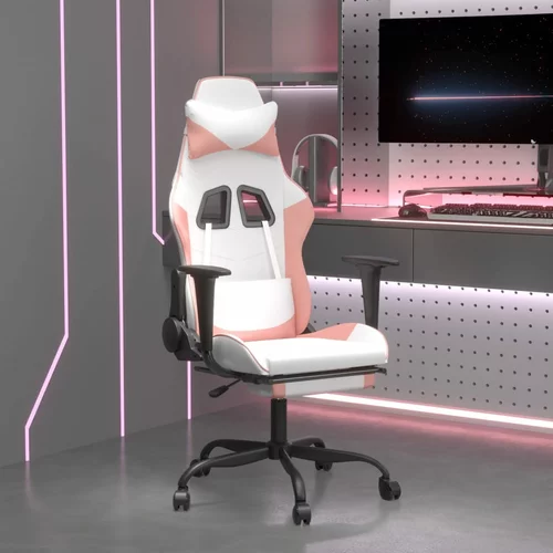  Igraća stolica s osloncem za noge bijelo-ružičasta umjetna koža