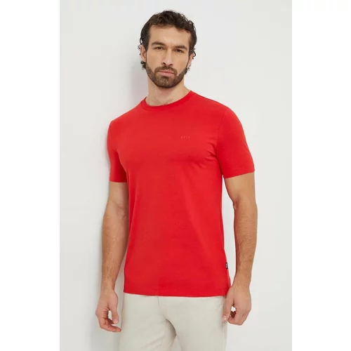 Boss Bombažna kratka majica moški, rdeča barva