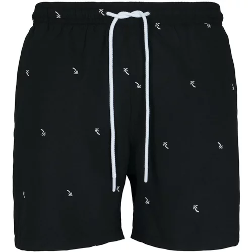 UC Men Black/Palm Embroidered Swim Shorts