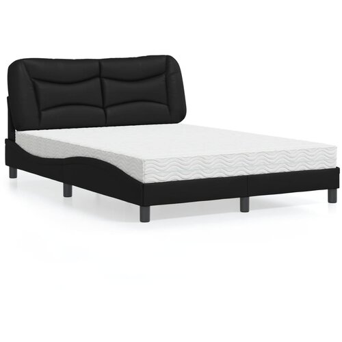 VidaXL Postelja z vzmetnico črna 120x200 cm umetno usnje Slike