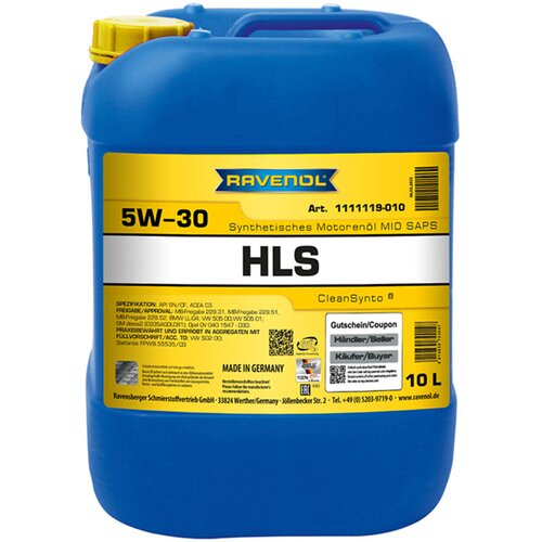 RAVENOL Motorno ulje HLS 5W-30, 10 l Cene