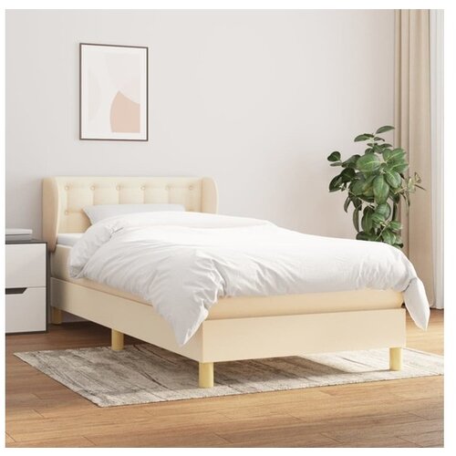 VidaXL Krevet s oprugama i madracem krem 90 x 190 cm od tkanine Slike