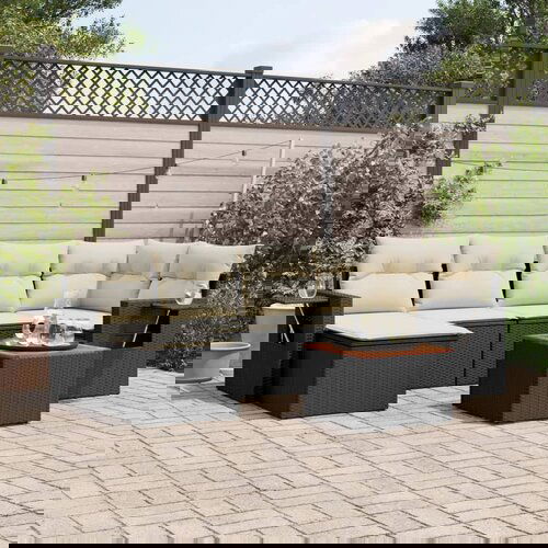 VidaXL 7-dijelni set vrtnih sofa od poliratana s jastucima crni Slike