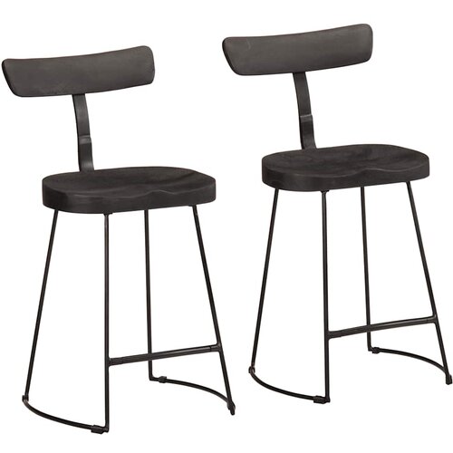 vidaXL Barski stolčki 2 črni Black 49x43x79 cm trden mangov les Cene