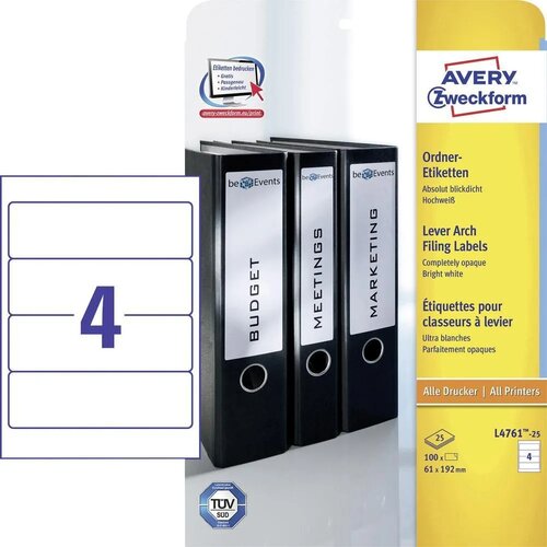 Avery Zweckform Etikete za &scaron;iroke registratorje 192 x 61 mm 1/25 Cene