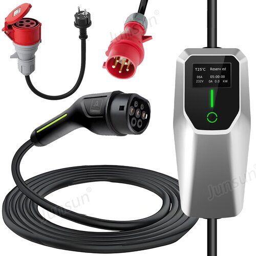 JUNSUN Evropa Tip 2 Električni polnilni kabel za električna vozila 3-fazni polnilnik za električna vozila PHEV Mobilna polnilna stenska &scaron;katla 11KW 16A 6M, (22127990) Cene