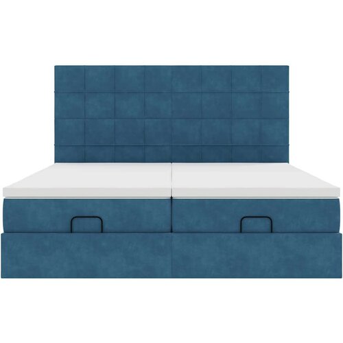 VidaXL otomanski okvir kreveta s madracima plavi 200x200cm bar&amp;scaron;unasti Slike