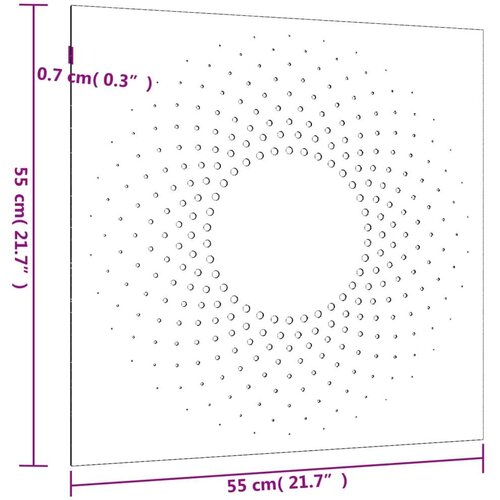  Vrtni zidni ukras 55 x 55 cm od čelika COR-TEN s uzorkom sunca Slike