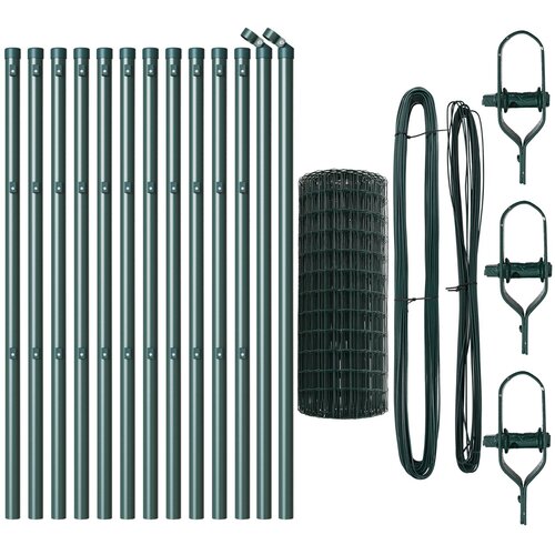 VidaXL Euro Ograda s 13 Stabala 0.4x25 m Čelik Galvaniziran Zelena Slike