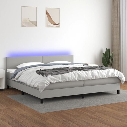 The Living Store Box spring postelja z vzmetnico LED sv. siva 200x200 cm blago - Box Spring Postelja, (21520401) Cene
