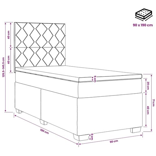  Boxspring krevet s madracem Crna 90 x 190 cm Bar&scaron;un - Crna 90 x 190 cm Dizajn s rombovima Cijene