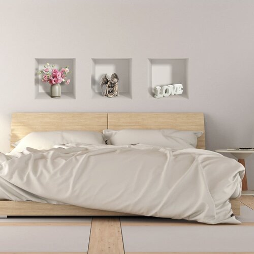 Ambiance set od 3 zidne 3D samoljepljive naljepnice symbols of love Slike