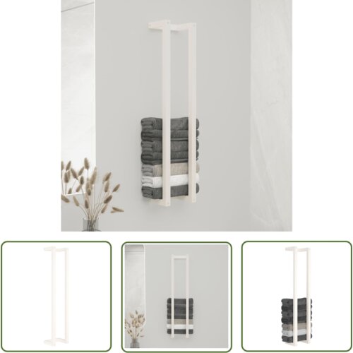 The Living Store Stojalo za brisače belo 23x18x110 cm trdna borovina - Stojalo Za Brisače, (21743966) Cene