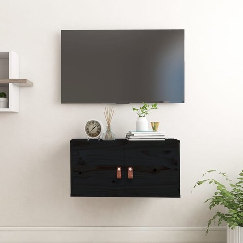 vidaXL Stenska omarica črna 60x30x30 cm trdna borovina Cene