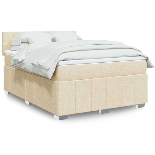 VidaXL Krevet s oprugama i madracem krem 140x200 cm od tkanine Slike