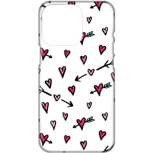 Silikonska maska za iPhone 14 Pro 6.1 Heart Pattern Print Skin bela Slike