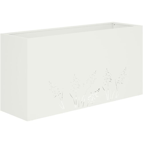  Vrtna saksija Bijela 100 x 30 x 49 cm Čelična vrata Slike