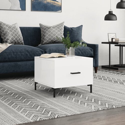 vidaXL Klubska mizica visok sijaj bela 50x50x40 cm inženirski les Cene