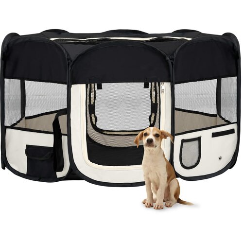 vidaXL Sklopiva ogradica za pse s torbom za nošenje crna 145x145x61 cm Cijene