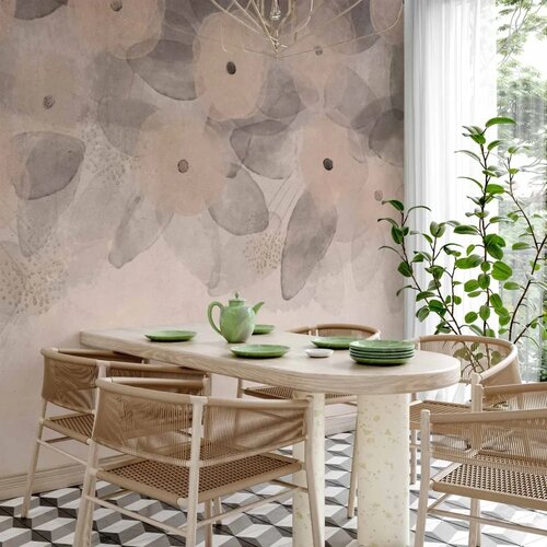  Foto tapeta - Minimalist meadow - patterns on a delicate beige textured background 150x105 Slike