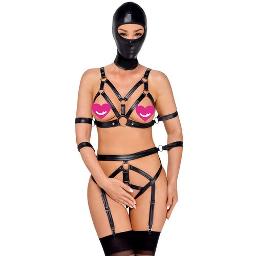 Bad Kitty Harness Strap Set with 4 Arm Cuffs &amp;amp; Mask 2480492 Black XS Slike