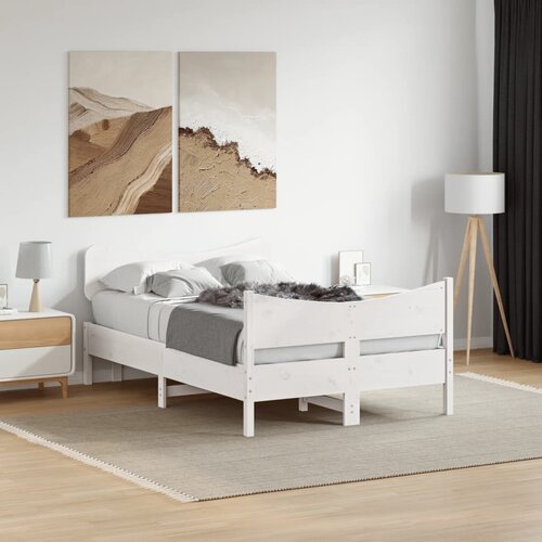  The Living Store Posteljni okvir brez vzmetnice bel 120x190 cm trdna borovina - Posteljni Okvir, (21498091) Slike