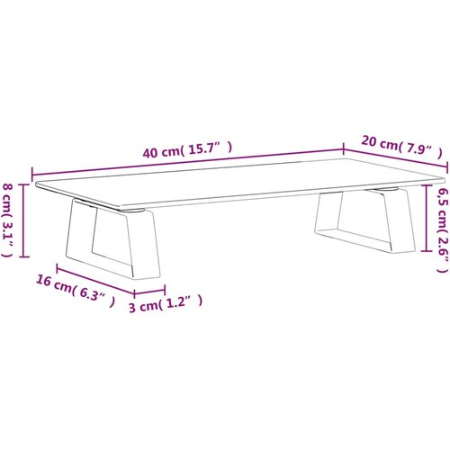  Stalak za monitor crni 40x20x8 cm kaljeno staklo i metal Slike