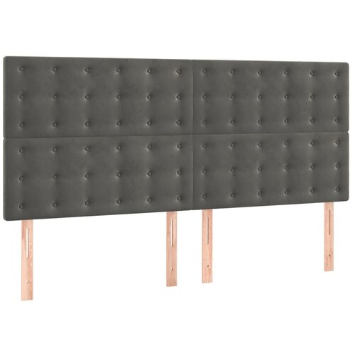 Maison Chic Posteljno vzglavje - Vzglavna omarica 4 kosa temno siv 80x5x78/88 cm žamet, (22077228) Cene