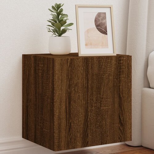 vidaXL Stenska TV omarica z LED lučkami rjavi hrast 40,5x35x40 cm Cene