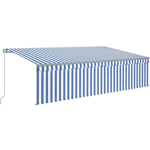 vidaXL Ročno zložljiva tenda s senčilom 5x3 m modra in bela, (20966154)