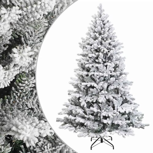  Umjetno božićno drvce s nogom 150 cm PVC i metal - Zelena i bijela 150 cm bez LED svjetala Slike