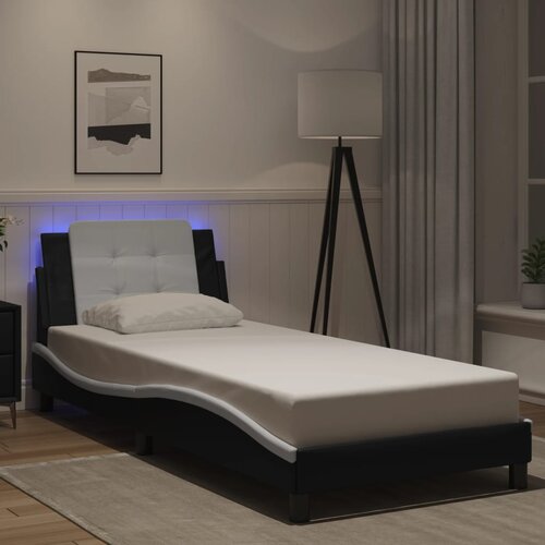  The Living Store Posteljni okvir z LED lučkami črn in bel 80x200 cm umetno usnje - Posteljni Okvir, (21500915) Slike