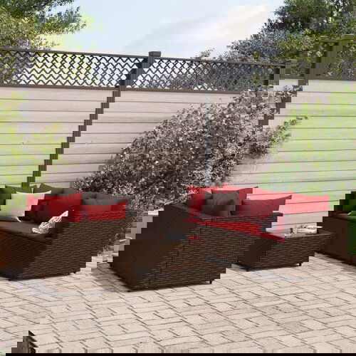 vidaXL 6-dijelna vrtna garnitura s jastucima smeđa od poliratana Cene