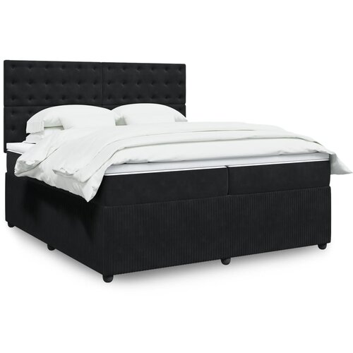 vidaXL Box spring postelja z vzmetnico črna 200x200 cm žamet Cene
