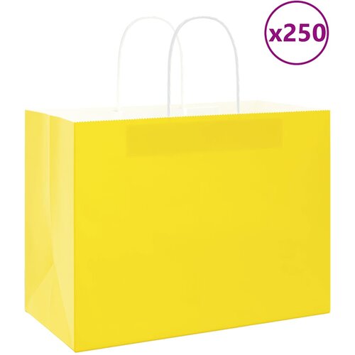  Papirnate vrećice 250 kom s ručkama žute 32x17x25 cm Cijene