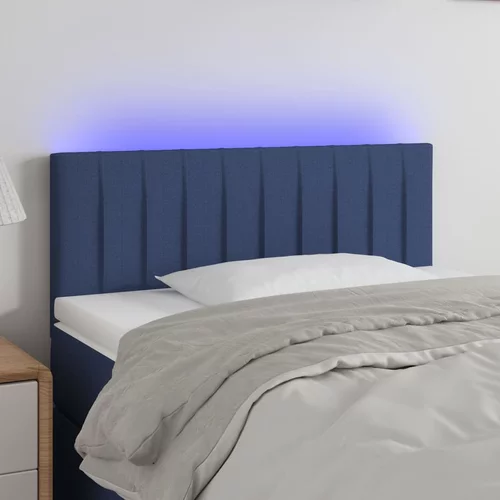vidaXL LED posteljno vzglavje modro 100x5x78/88 cm blago