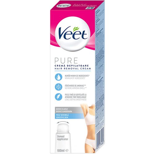 Veet Pure - depilacijska krema za bikini linijo in pazduhe - za občutljivo kožo (100 ml) Cene