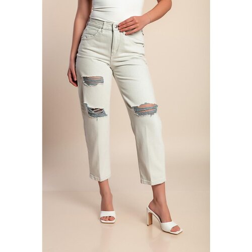 Fenzy Plus Size Traperice S Prorezima, Svijetlo Sive Slike